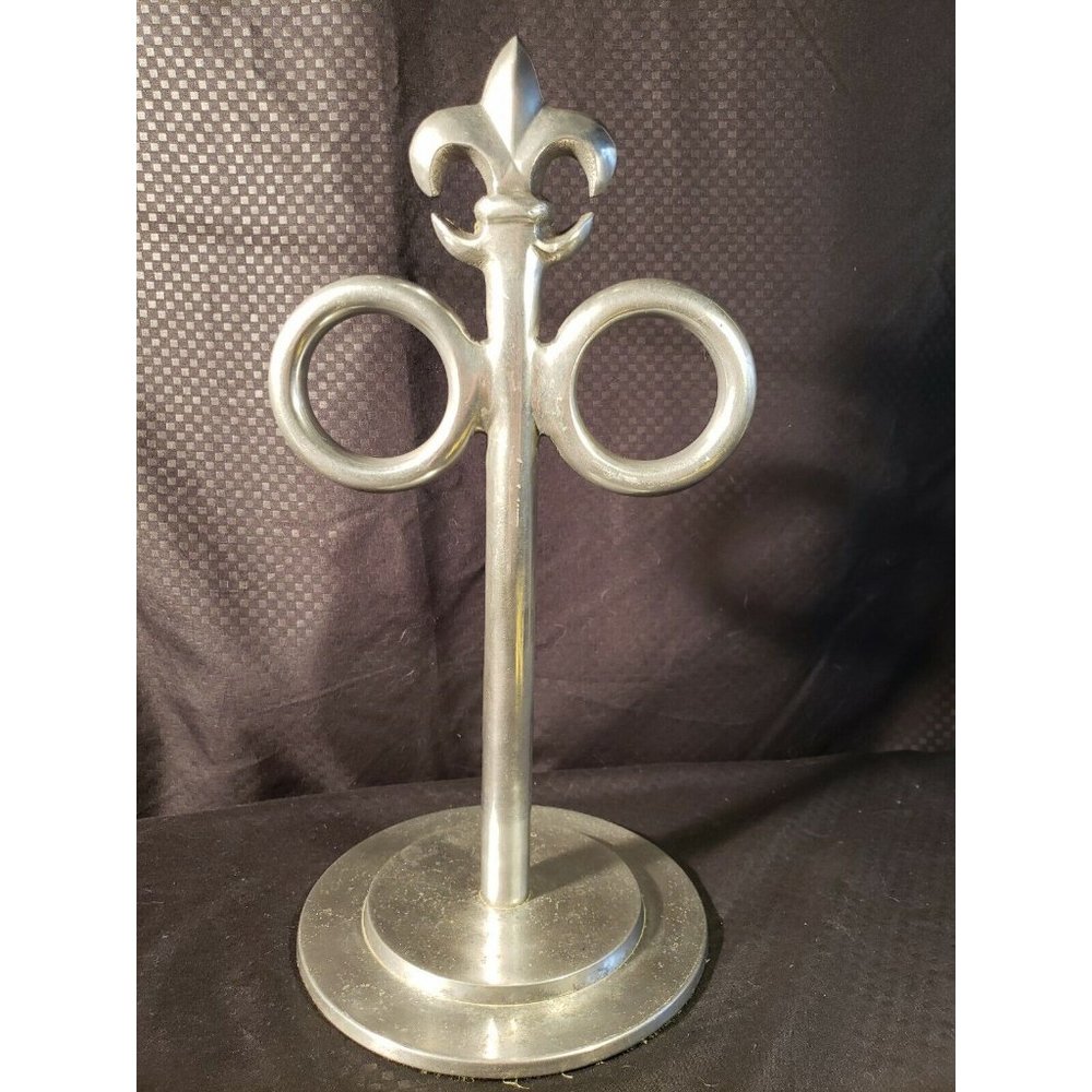 Fleur de Lis Double Ring Hand Fingertip Towel Face Cloth Holder Stand Rack